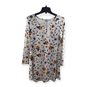 NEW! Aphratti Tunic Dress Wmns Sz XS Multicolor Halloween Candy Pumpkin Print LS